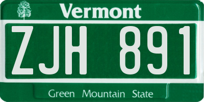 VT license plate ZJH891
