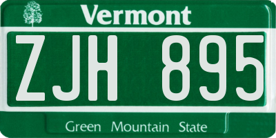 VT license plate ZJH895