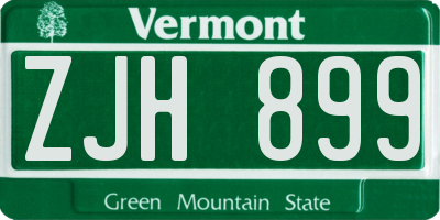 VT license plate ZJH899