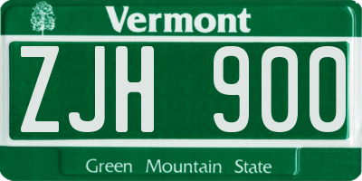 VT license plate ZJH900