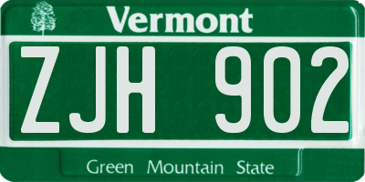 VT license plate ZJH902