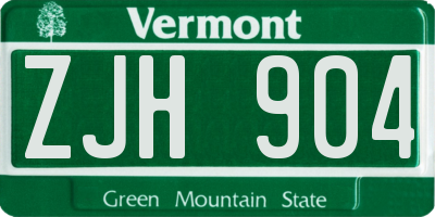 VT license plate ZJH904