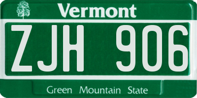 VT license plate ZJH906