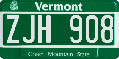 VT license plate ZJH908
