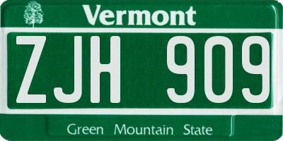VT license plate ZJH909