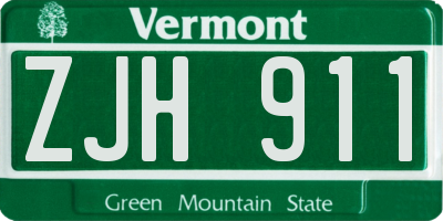 VT license plate ZJH911