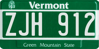 VT license plate ZJH912