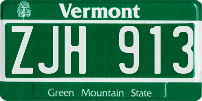VT license plate ZJH913