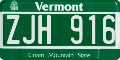 VT license plate ZJH916