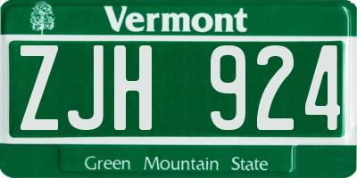 VT license plate ZJH924