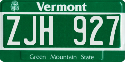 VT license plate ZJH927