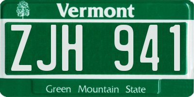 VT license plate ZJH941