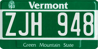 VT license plate ZJH948