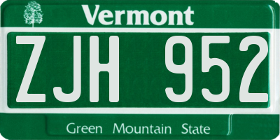 VT license plate ZJH952