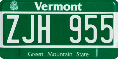 VT license plate ZJH955