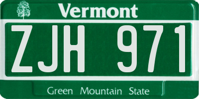 VT license plate ZJH971