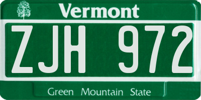 VT license plate ZJH972