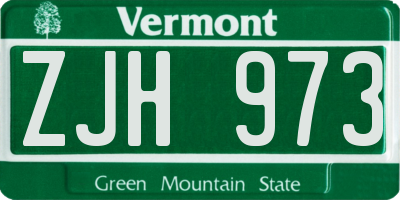 VT license plate ZJH973