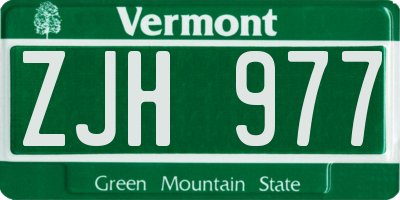 VT license plate ZJH977