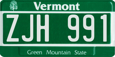 VT license plate ZJH991