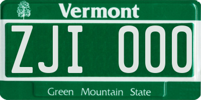 VT license plate ZJI000