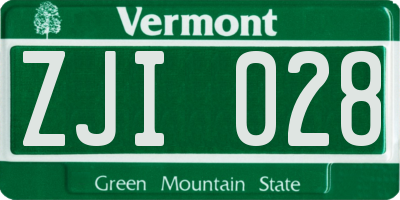 VT license plate ZJI028