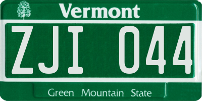 VT license plate ZJI044