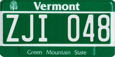 VT license plate ZJI048
