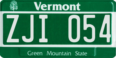 VT license plate ZJI054