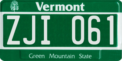 VT license plate ZJI061