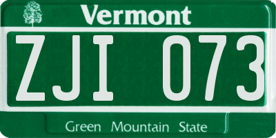 VT license plate ZJI073