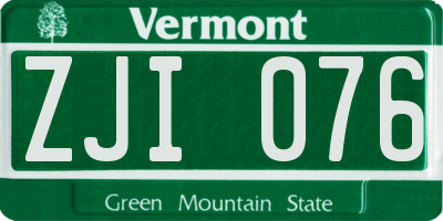 VT license plate ZJI076