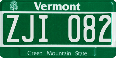VT license plate ZJI082
