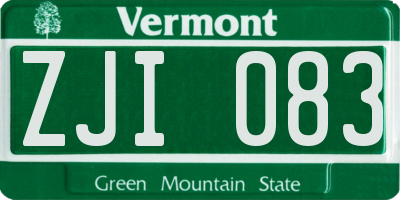 VT license plate ZJI083