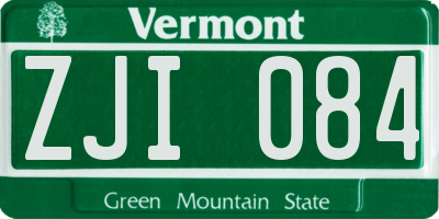 VT license plate ZJI084