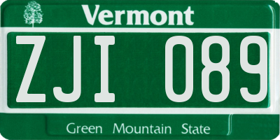 VT license plate ZJI089