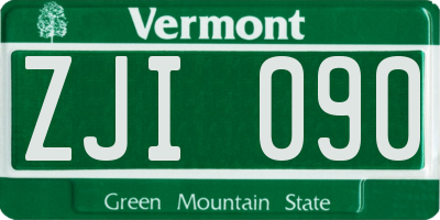 VT license plate ZJI090
