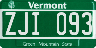 VT license plate ZJI093