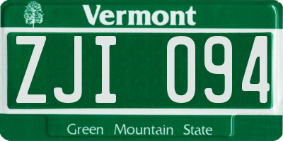 VT license plate ZJI094