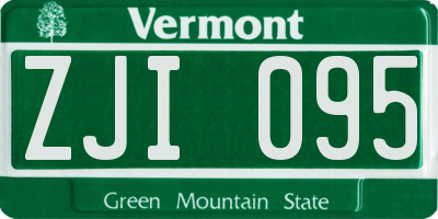 VT license plate ZJI095