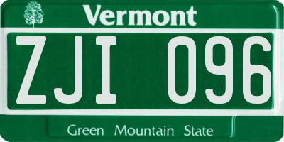 VT license plate ZJI096