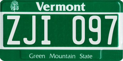 VT license plate ZJI097