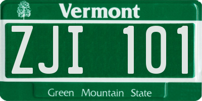 VT license plate ZJI101
