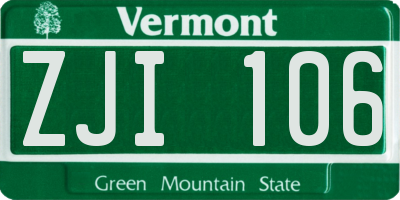 VT license plate ZJI106