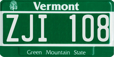 VT license plate ZJI108