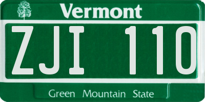 VT license plate ZJI110