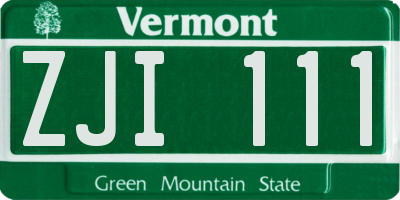 VT license plate ZJI111