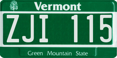 VT license plate ZJI115