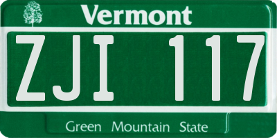 VT license plate ZJI117