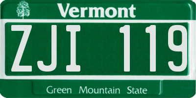 VT license plate ZJI119